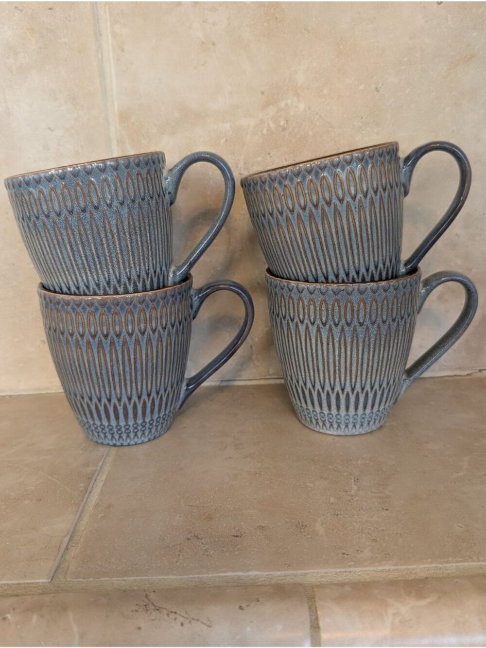 Set of 4 Gourmet Basics Mikasa Broadway Mugs Durable Stoneware Perfect Condition